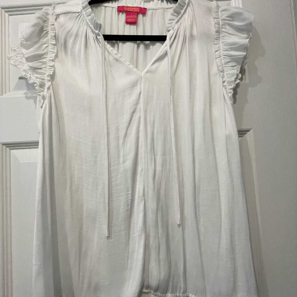 Catherine Malandrino White Ruffle Sleeve Blouse